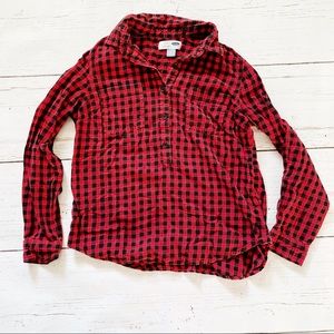 Old Navy red buffalo check button down top